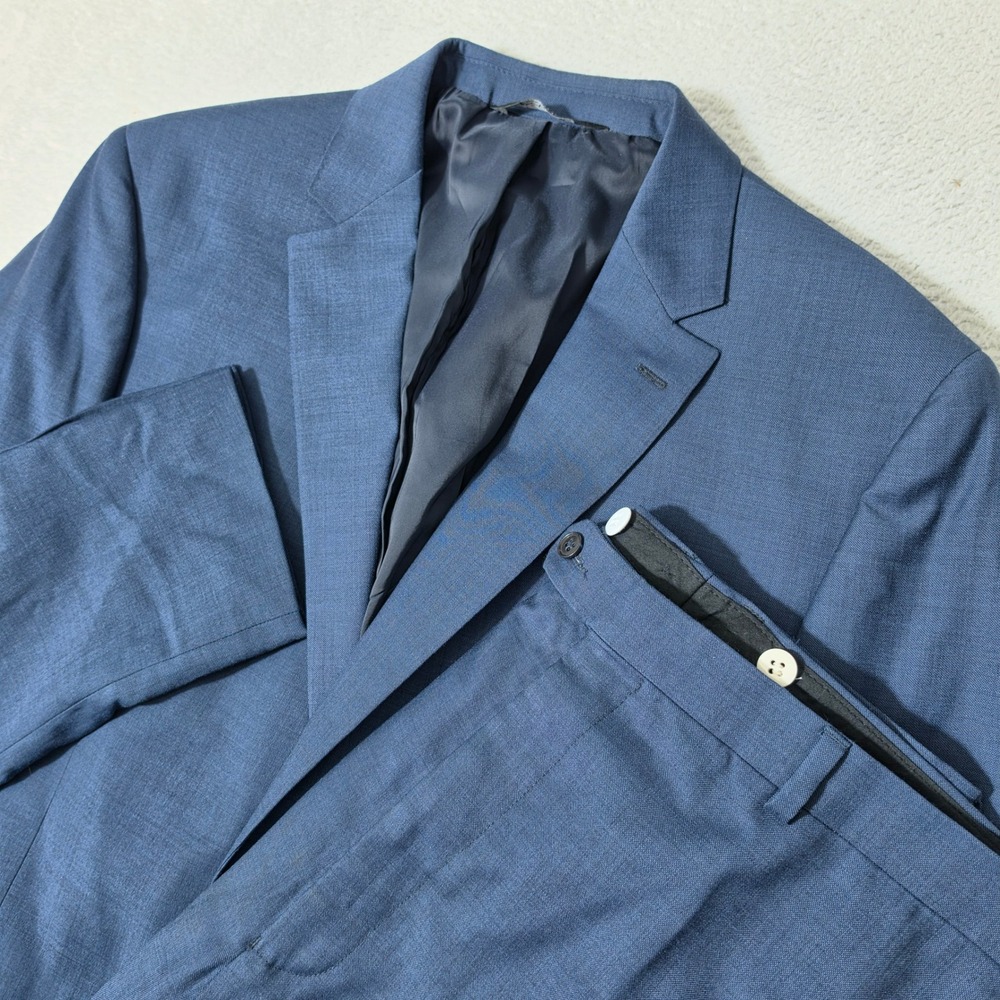 Jos. A. Bank Full Suit Mens 48 XLONG Blue Traveler 100% Wool‎ Two Button 43/32